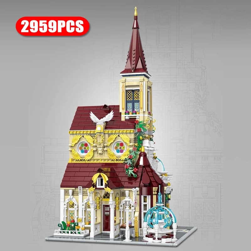 2959PCS Rose Abbey Building Blocks Creative City Streetview Model Bricks Desktop Ornaments Kids Educational DIY Toy Holiday Gift