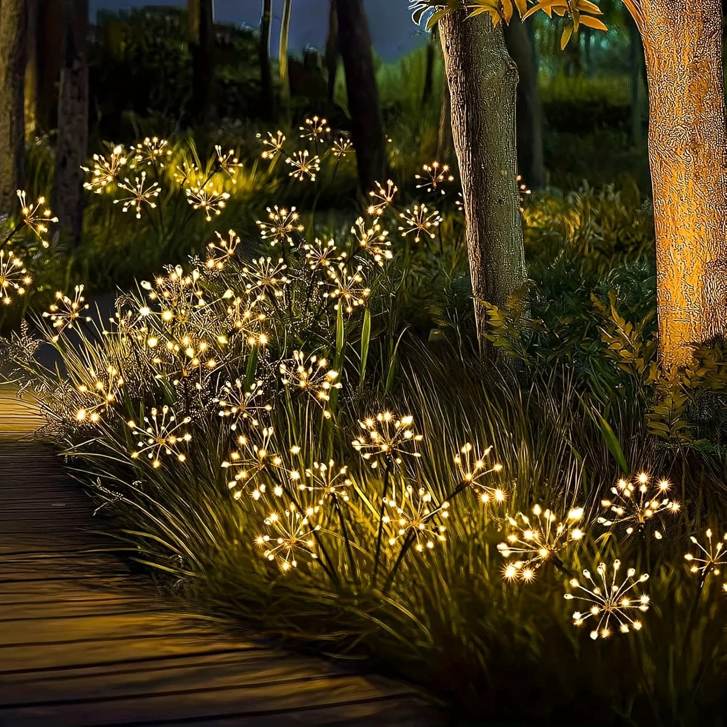 Luci a Stringa Solari a Forma di Dente di Leone con Effetto Fuochi d'Artificio, Modalità di Illuminazione per Giardino, Prato, Campeggio, Feste e Decorazioni per Cortili