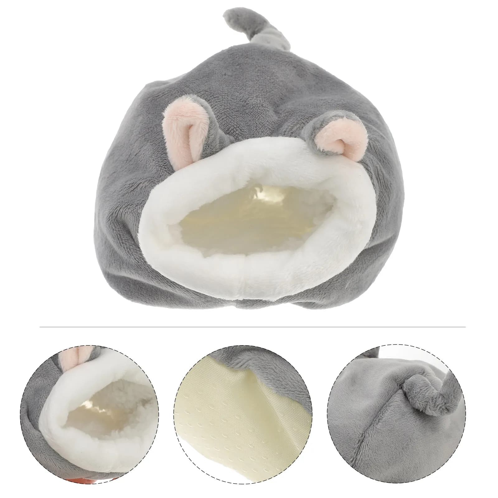 Warm Winter Hamster Nest Bed Premium Cotton Small Animal Sleeping Bag for Hedgehog Bed Light Grey Floor Car