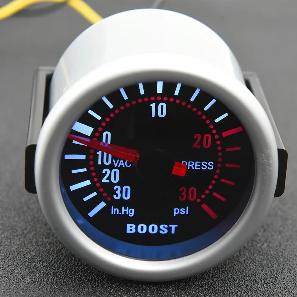 2 "52mm Fumo Len PSI/BAR Turbo Boost Gauge Meter Misuratore di temperatura acqua/olio Contagiri Vuoto VOLT Pressione olio per auto a benzina 12V