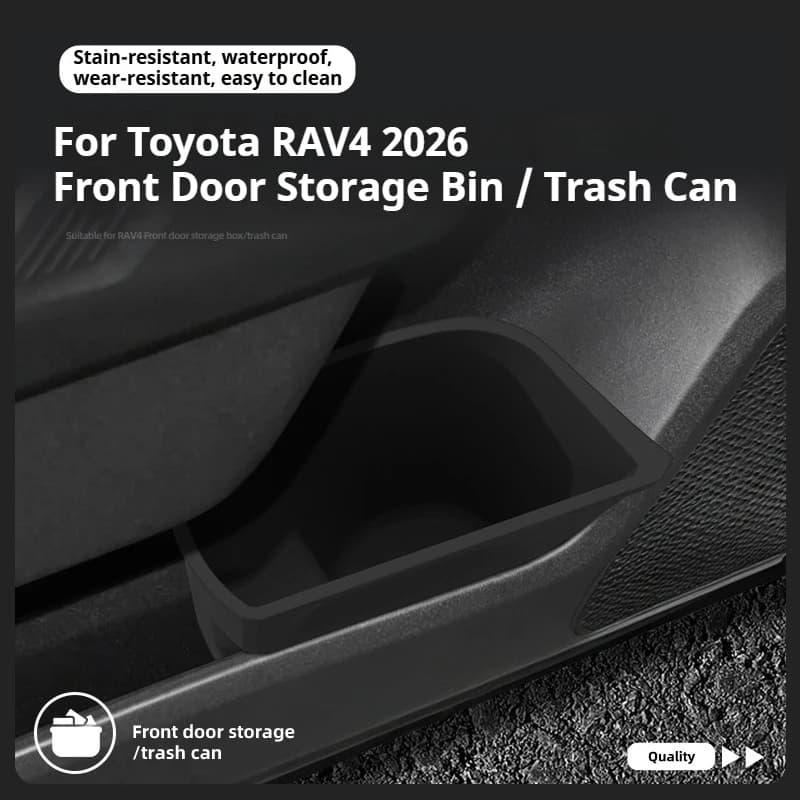 For 2026 Toyota RAV4 Front Door Silicone Storage Bin Trash Can Waterproof Door Pocket Organizer Tray Car Interior Accessories