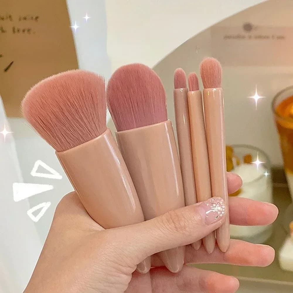 5 Piece Portable Makeup Brush Set Neck Brush Shade Brush Soft Fiber Makeup Brushes for Women