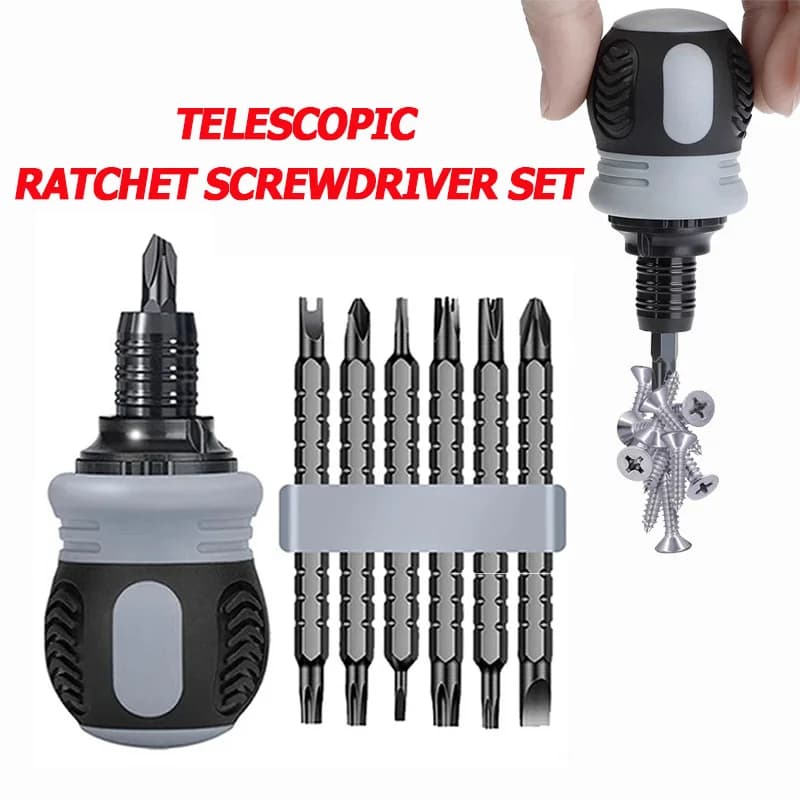 Cacciavite telescopico ergonomico premium per risparmiare manodopera Set di mini cacciaviti a cricchetto con testa magnetica per lotti Strumento manuale multifunzione