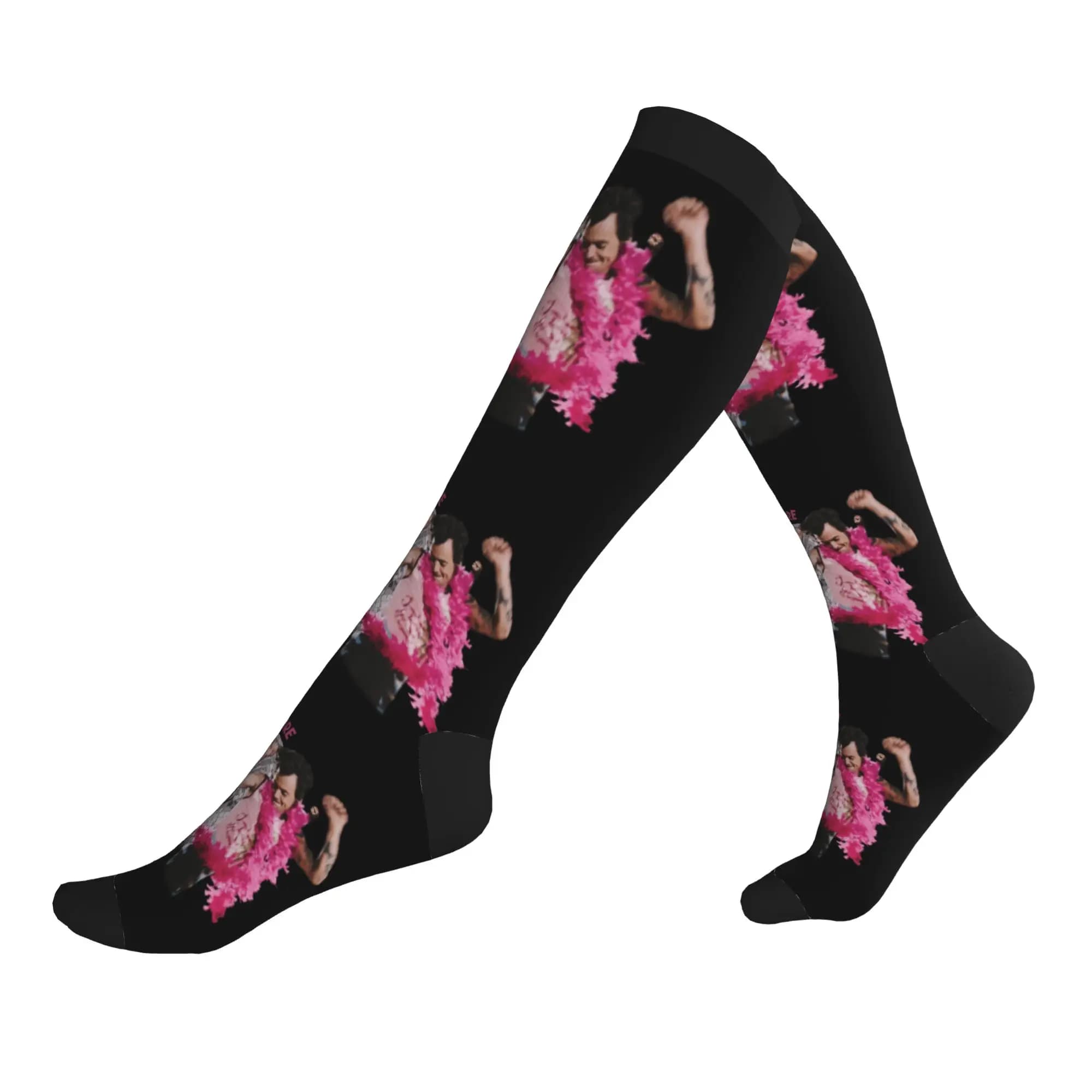 Harrys Music Styles Kiss All The Time Disco Occasionall Mens Sports Compression Socks Unisex Funny 3D Printed Dress Socks