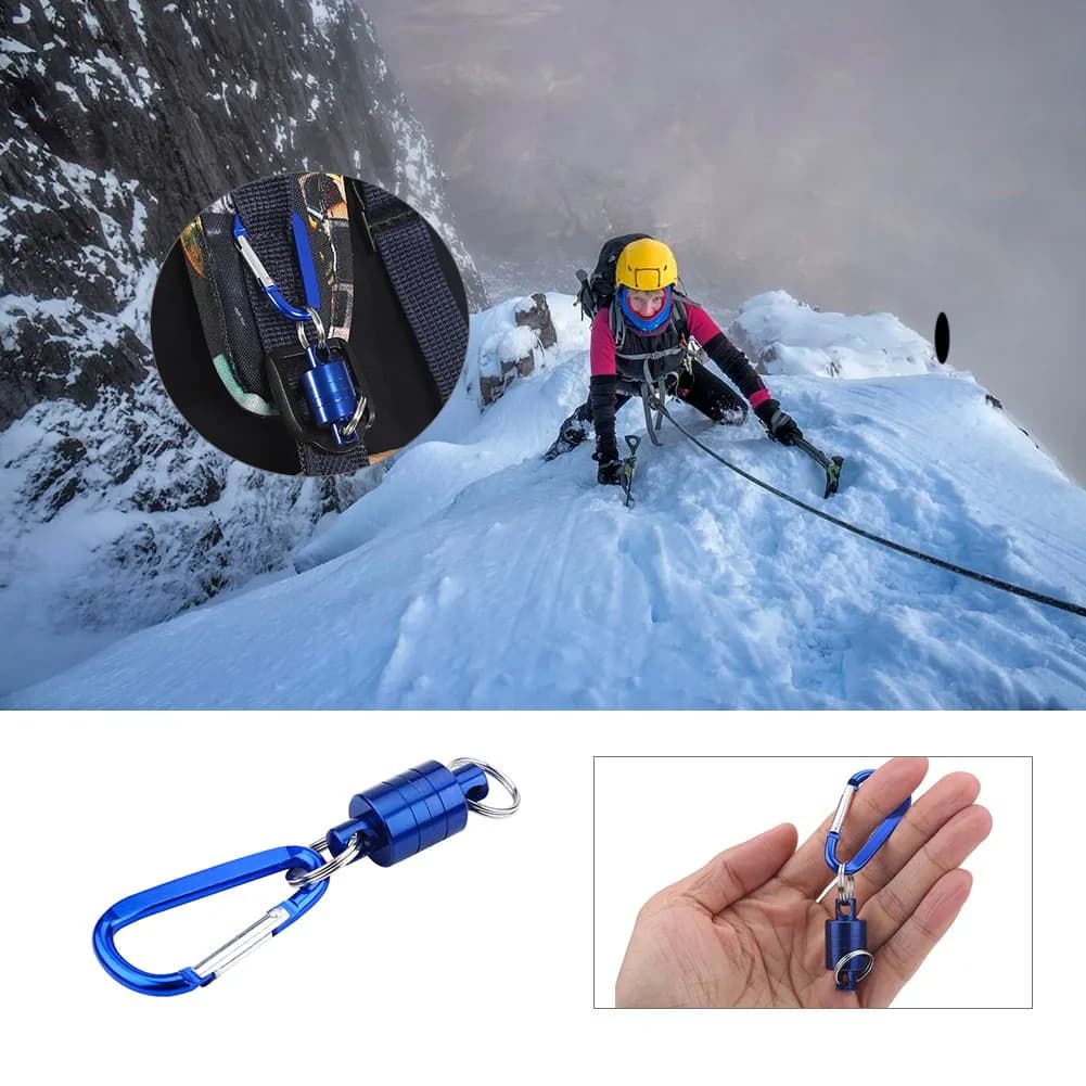 Rete da Pesca a Mosca con Supporto Magnetico, Rete di Rilascio con Moschettone, Attrezzatura da Pesca Magneto