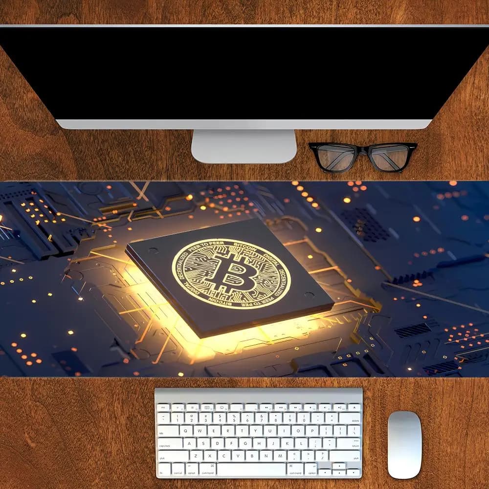 Bitcoin Mouse Pad Gaming Large HD Mousepad Anti-slip Rubber mouse mat Computer Gamer Desk Mat Stitched Edge Black gamer HYBXXC