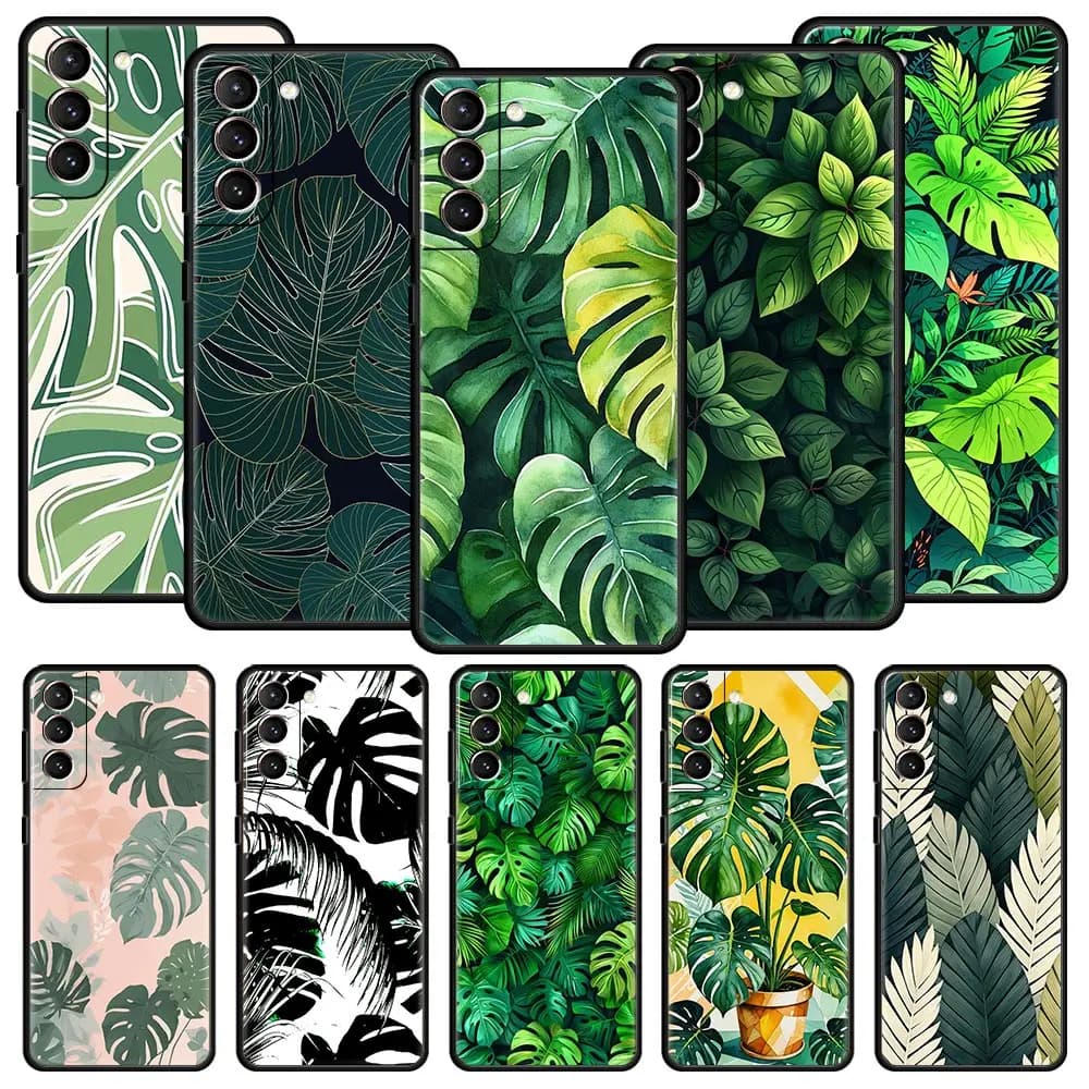 Custodia per telefono verde Leaves Monstera per Samsung Galaxy S25 Edge S24 S23 S22 S20 Ultra S21 FE 5G S10 Plus Cover morbida in TPU