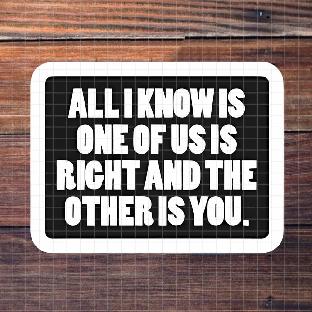 1/3/5pcs "All I Know Is One of Us Is Right (And the Other Is You)" Sarcastic Debate Humor Vinyl Sticker, Playful "I'm Right, You're Not" Vibe Graphic for Laptops, Water Bottles, Desks, Matte Self-Adhesive