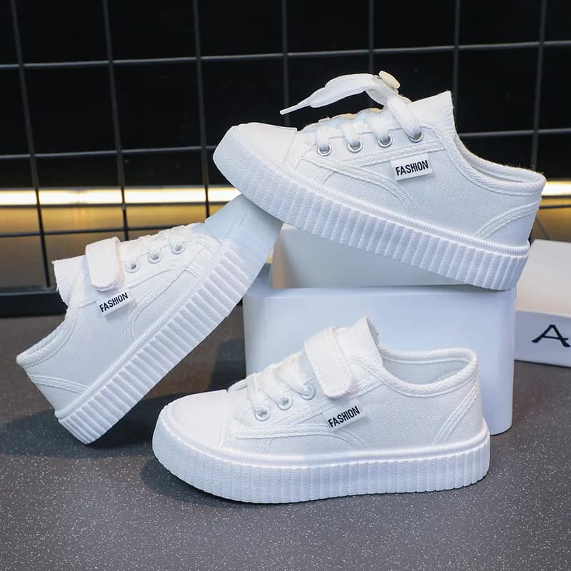 Kids Canvas Shoes Summer New Students White Sneakers Boys Athletic Flat Shoes Girls Breathabl Casual Children Shoes Casual