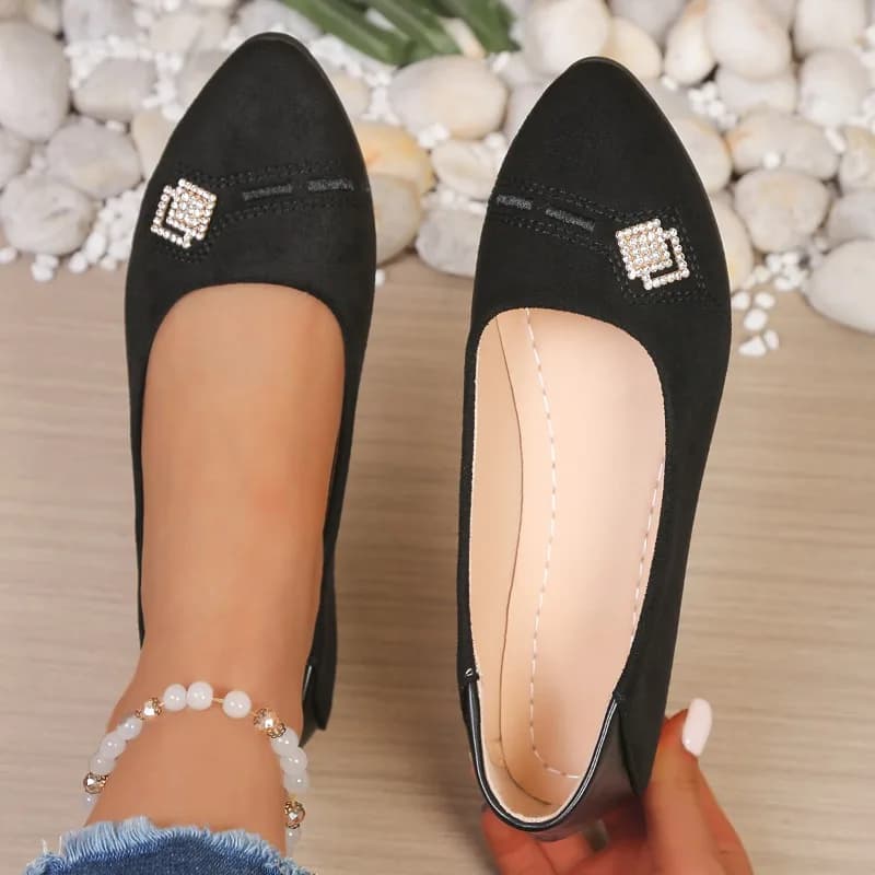 Scarpe Casual da Donna per Primavera e Autunno, Mocassini con Punta Chiusa, Leggeri e Comodi, Decorati con Strass