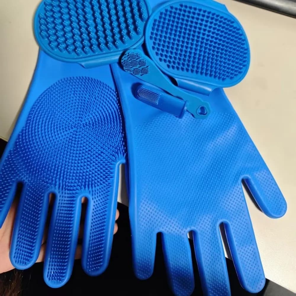 Set di 6 Guanti in Silicone per il Bagno di Cani e Gatti, Spazzola per Massaggio e Rimozione Peli, Spazzolino da Dito Non Tossico, Morbido Scrubber per Shampoo per Animali Domestici, Uso Domestico