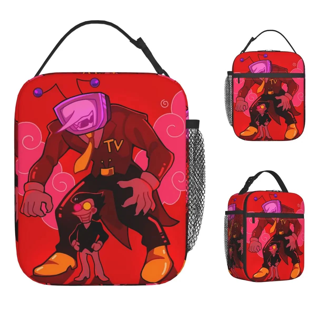 Gioco Deltarune Spamton Tenna Borsa per il pranzo Scatola per il pranzo carina per bambini Borsa termica portatile isolata per esterni Stampa Borse per il pranzo termiche