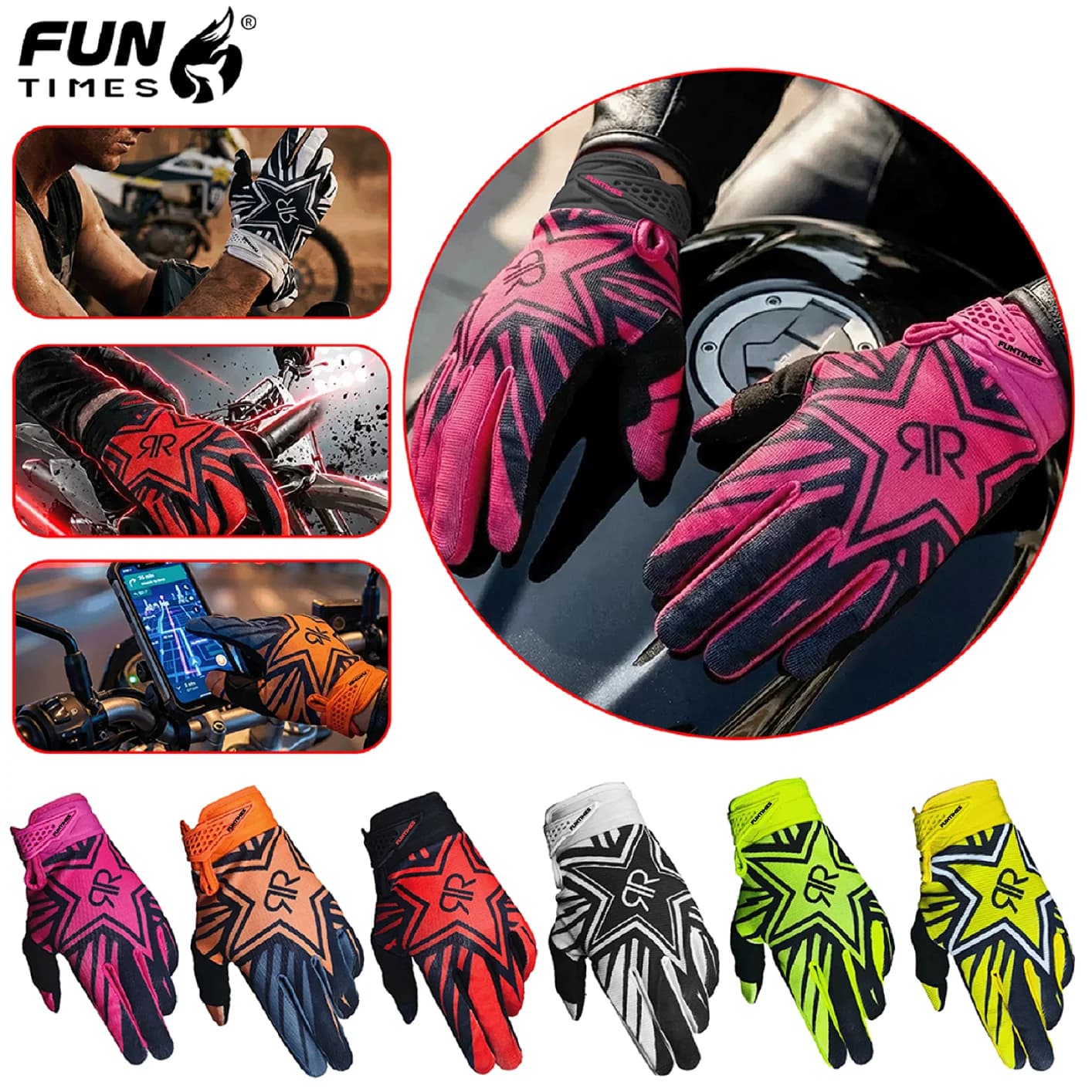 FUNTIMES 2025 Spring and Summer Outdoor Cycling Gloves Die Gloves Universal Motorcyclist Gloves Whole toe Gloves