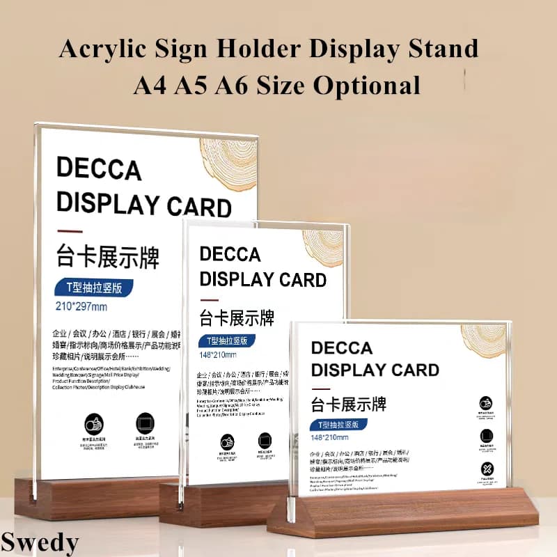 Set di 4 Porta-Cartelli in Acrilico A5 148x210mm Bifacciale per Matrimoni, Espositore per Poster, Cornice per Menu, Porta-Etichette Prezzi