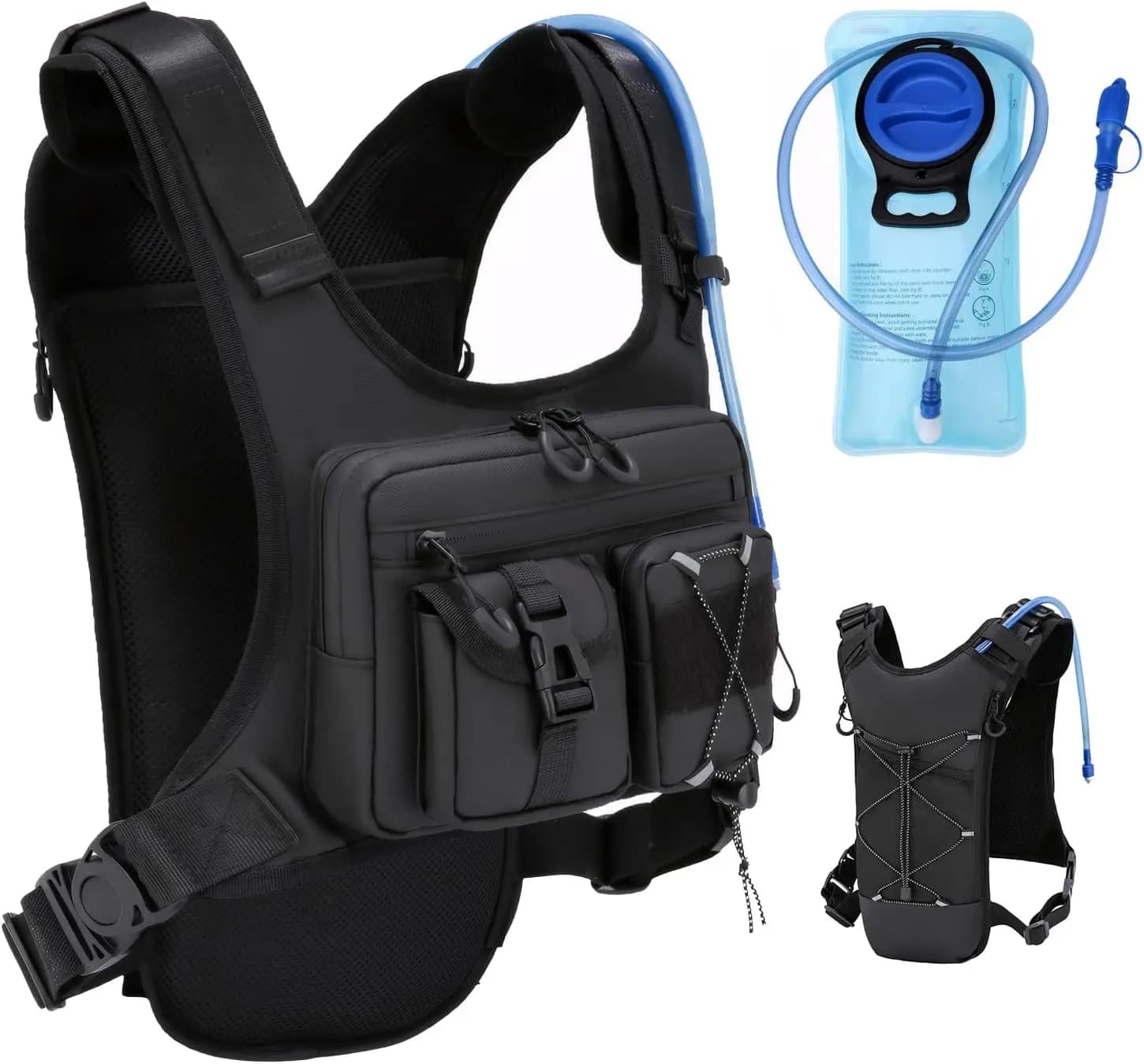 Gilet Idratazione per Corsa, Zaino Leggero con Sacca d'Acqua da 2.0L per Escursionismo Ciclismo Maratona Donna Uomo