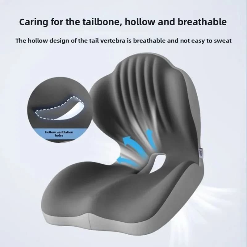 Cuscino ergonomico in memory foam con supporto lombare per alleviare lo stress, per sedia da ufficio e auto, nero