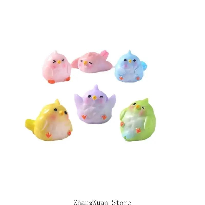 3xuf 6pcs parrot decorative resins for display table pot plant
