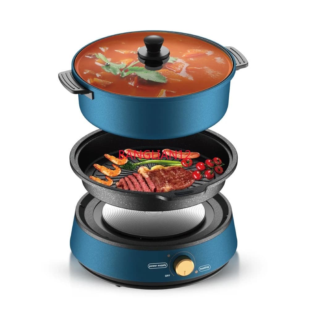 Home barbecue pot, integrated hot pot and barbecue, multifunctional barbecue machine, frying oven, electric baking tray