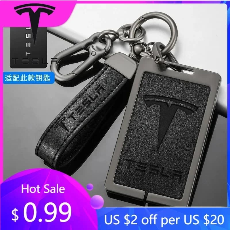 Styling Mouldings For Tesla Model 3 Y Juniper Highland 2020-2026 2025 Hot Car Zinc Alloy Leather Car Smart NFC Card Key Cover Ca