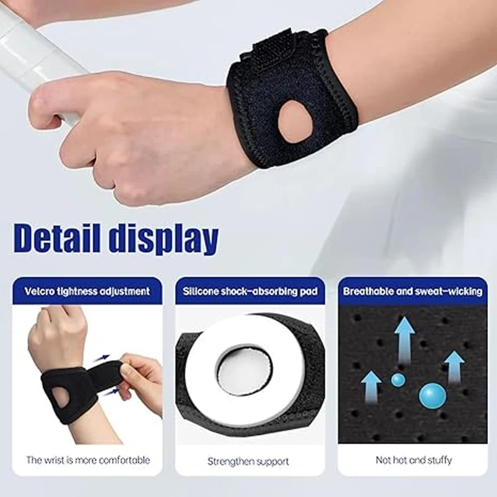 Supporto per polso TFCC da 2 pezzi per alleviare il dolore - Supporto per polso regolabile con cuscinetto in silicone per tendinite, RSI e recupero sportivo (Nero)