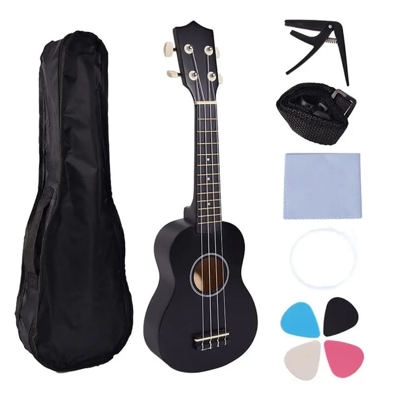 Set ukulele AEB0-21 pollici per principianti, ukulele a 4 corde in legno di tiglio con borsa per il trasporto, clip e 4 plettri