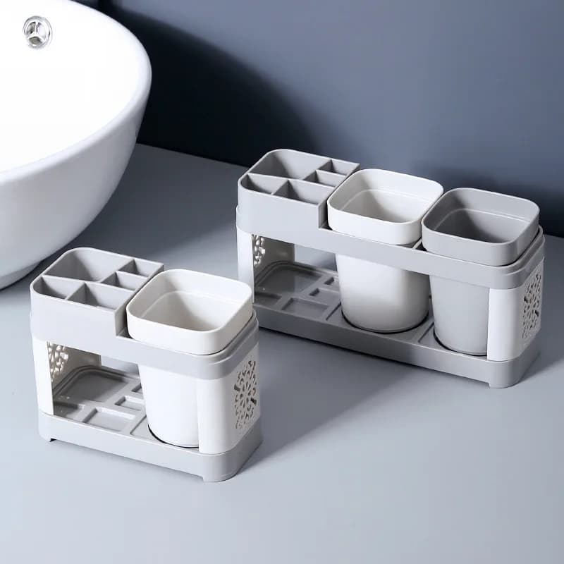 Set Porta Spazzolini e Bicchieri Creativo per Famiglia e Coppie, Set Dentale Domestico con Due Bicchieri per il Bagno