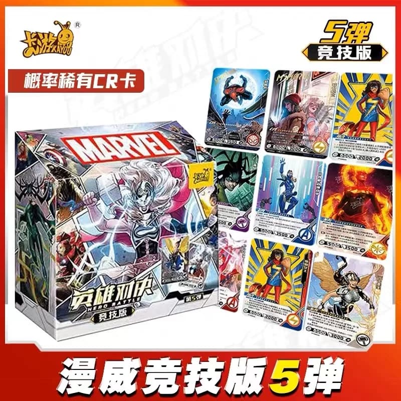 Kayou Marvel Avengers Carte Iron Man Cosplay Eroi Gioco di battaglia Carte Gioco da tavolo Ssr/Sr/R/Ur/Cr Giocattoli Bambini Natale Surprisgifts