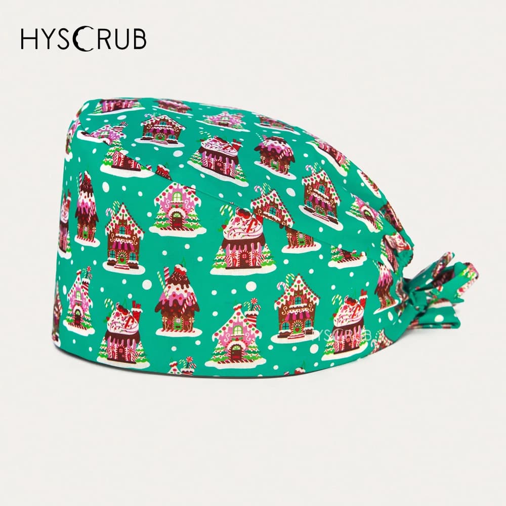 Lactation Beret Printed with Christmas Home Medical Surgery Hat Women Dentist Medical Beret Professional for Christmas Day