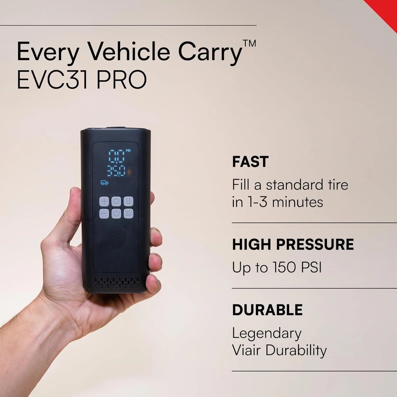 Compressore d'aria portatile ricaricabile con doppia alimentazione, manometro LED e preimpostazioni per pneumatici di camion, SUV e auto - Spedizione dagli USA