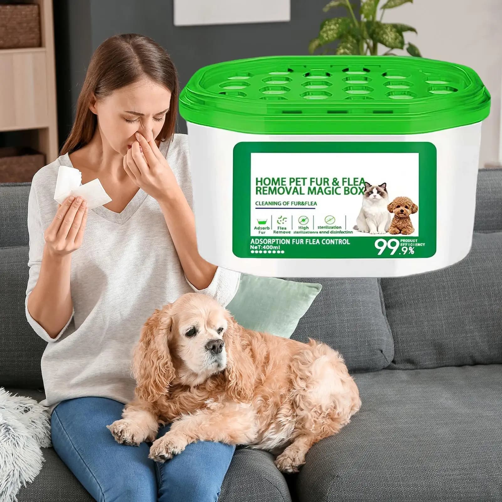 Purificatore d'Aria Deumidificante per Rimuovere Peli di Animali e Polvere, Riutilizzabile per Casa, Ufficio, Camera da Letto, Asilo, Cucina, Hotel