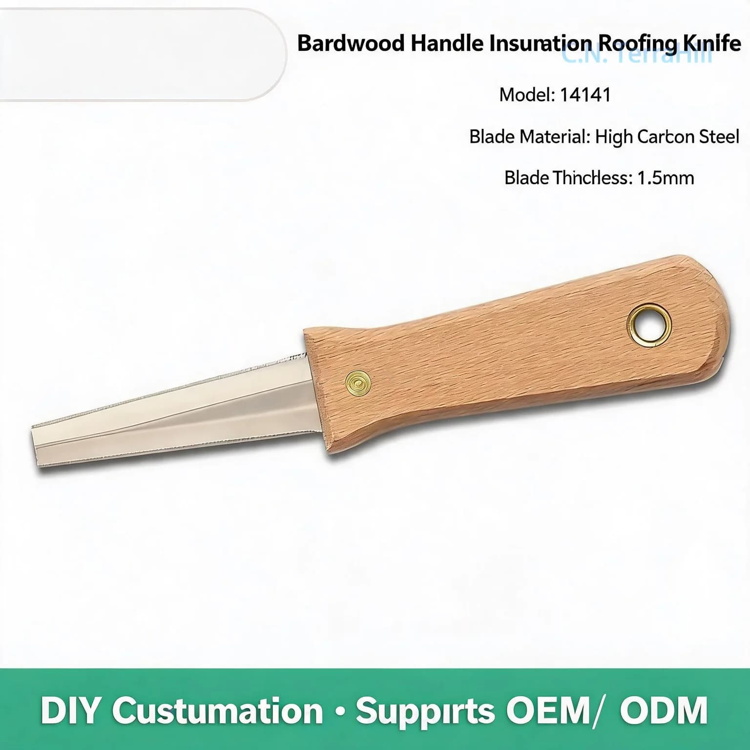 Insulated Roofing Knife with Hardwood Handle for Foam Board Cutting, Felt Paper & Rock Wool Trimming Tool