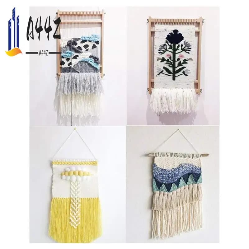 A44Z-Weaving-Loom Kit, 15.6 Inch H X 9.85 Inch W Wooden Tapestry Looms, DIY Hand-Knitting Weaving Machine