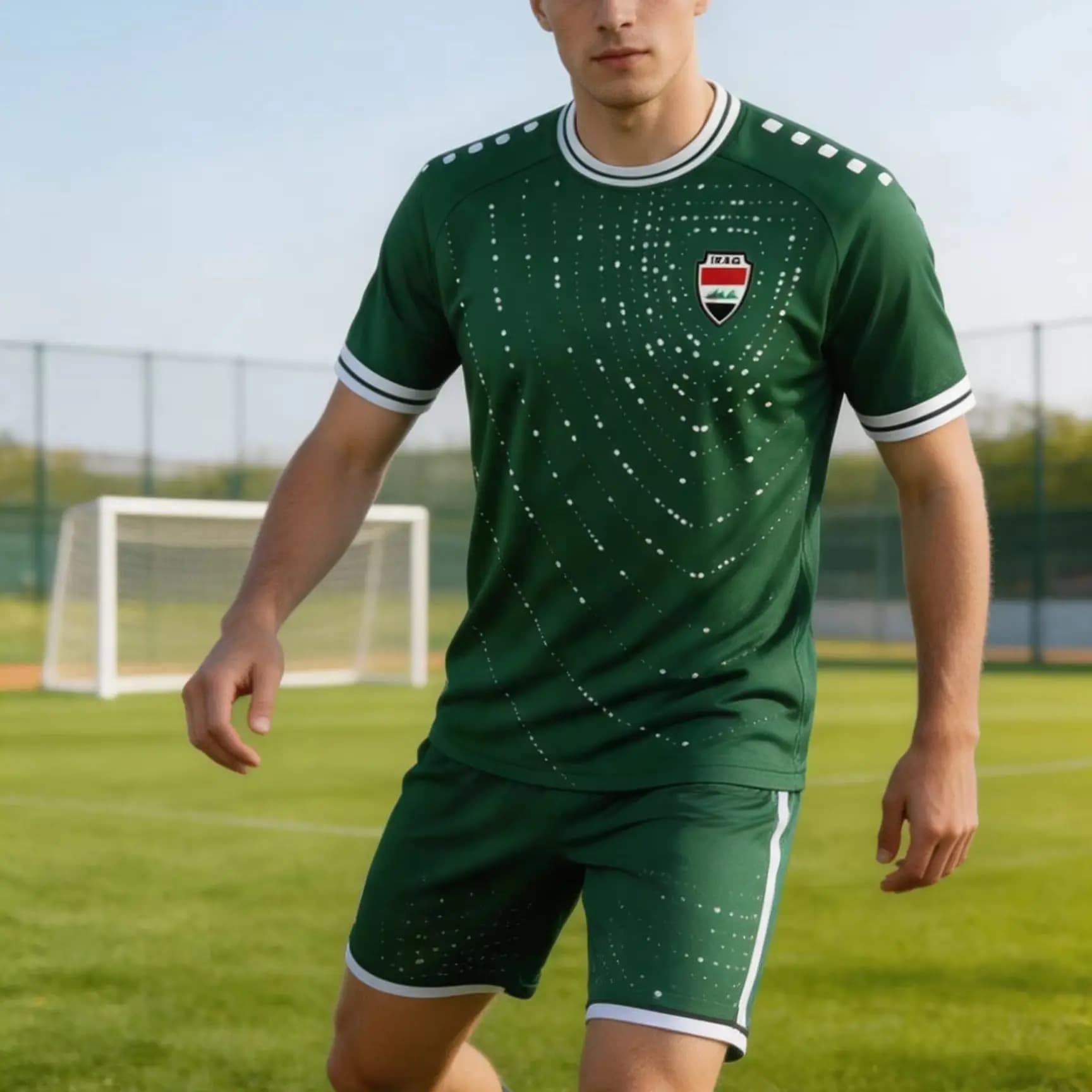 Iraqi Styles Green White Fan Outdoors Women Suit Short Sleeve Shorts Jersey Set Quick Dry Men's T Shirt Tracksuit 2 Piece Set