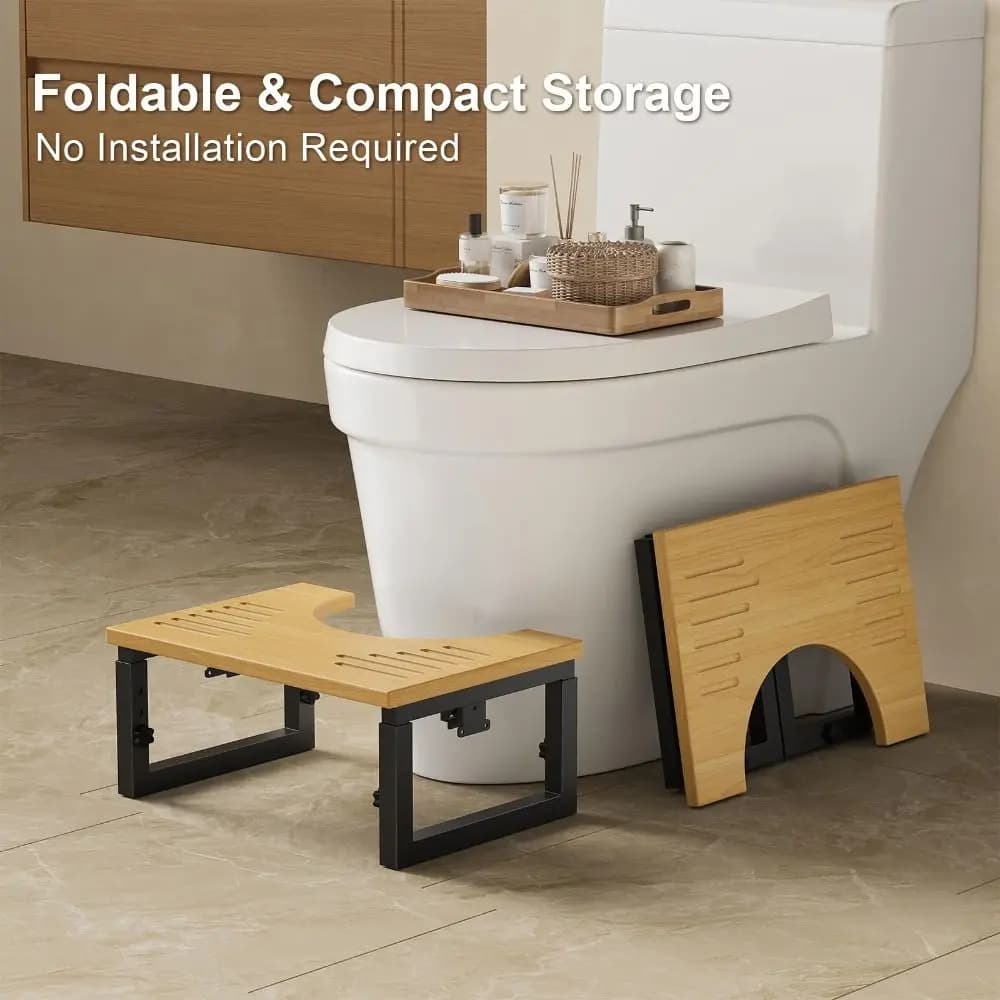 Removable Toilet Stool Iron Wood Combination Non-slip foot Stool Anti-constipation Anti-scratching Leg Stool