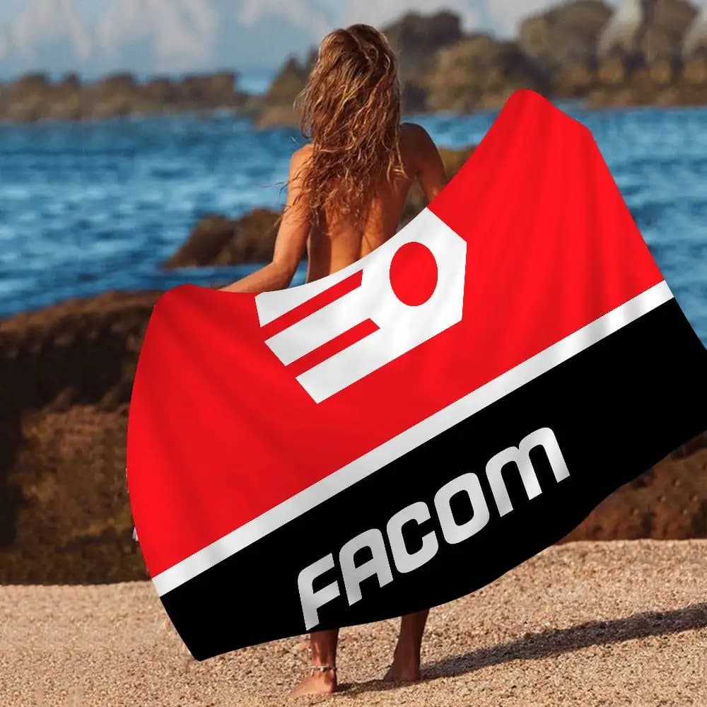 Asciugamani da spiaggia grandi in microfibra con logo FACOM, ad asciugatura rapida, per piscina, viaggi, nuoto e yoga