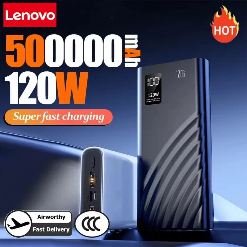 Avviatore di Emergenza Lenovo 50000mAh 120W con Ricarica Super Veloce, Batteria Esterna ad Alta Capacità con Display Digitale LED per iPhone