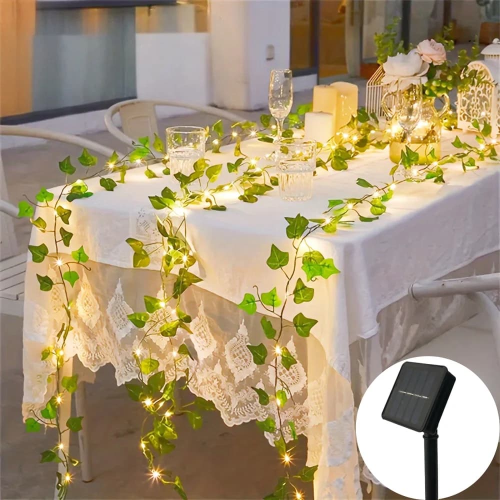 Luci a LED a forma di foglie d'acero da 10M/5M/2M, a energia solare, per decorazioni natalizie, matrimoni, giardini e interni.