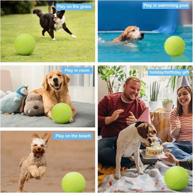 Pallone da Tennis Gonfiabile Gigante da 9,5 Pollici, Palla Resistente per Cani, Gioco Interattivo e Intrattenimento Quotidiano per Animali Domestici