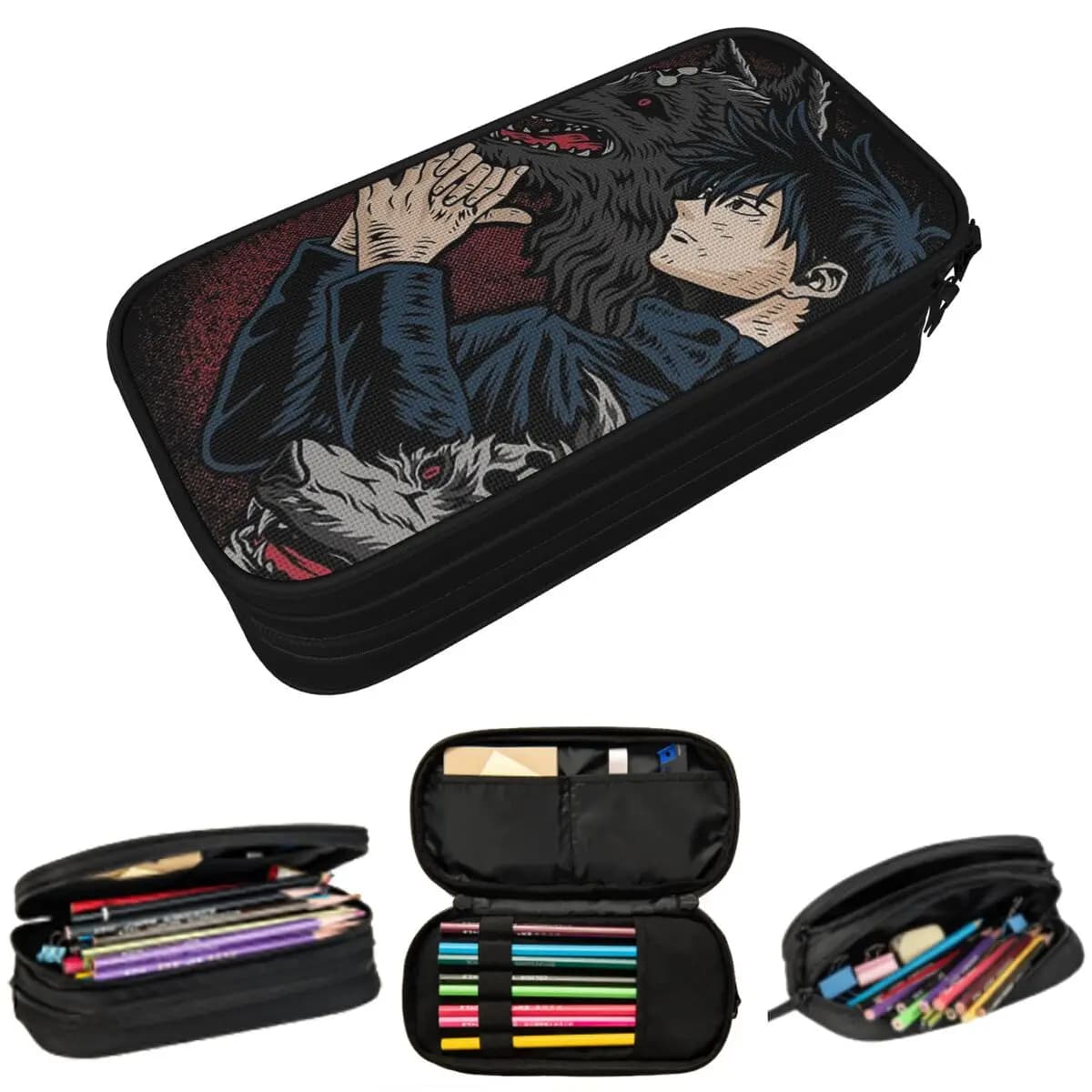 Astuccio per matite Jujutsu Kaisen Anime Gojo Satoru Wolf, regalo per studenti, portapenne, articoli di cancelleria