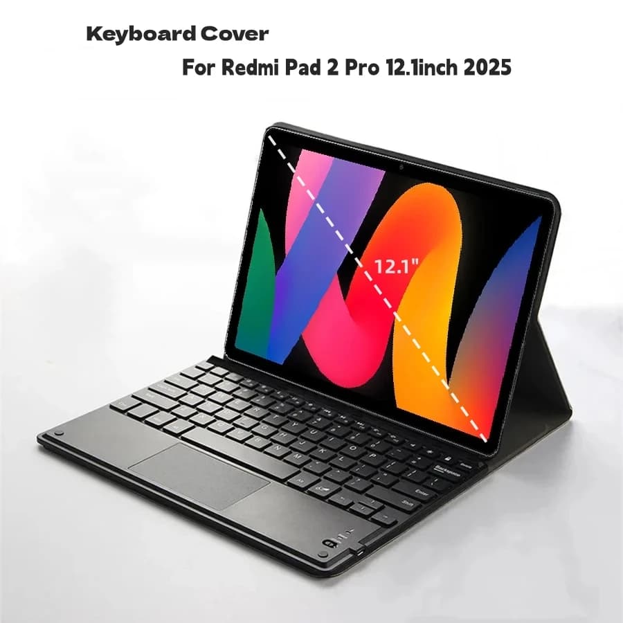 Custodia con tastiera touchpad per Xiaomi Redmi Pad 2 Pro 12.1" 2025 / Redmi Pro / POCO Pad 12.1 pollici - Cover tastiera Funda