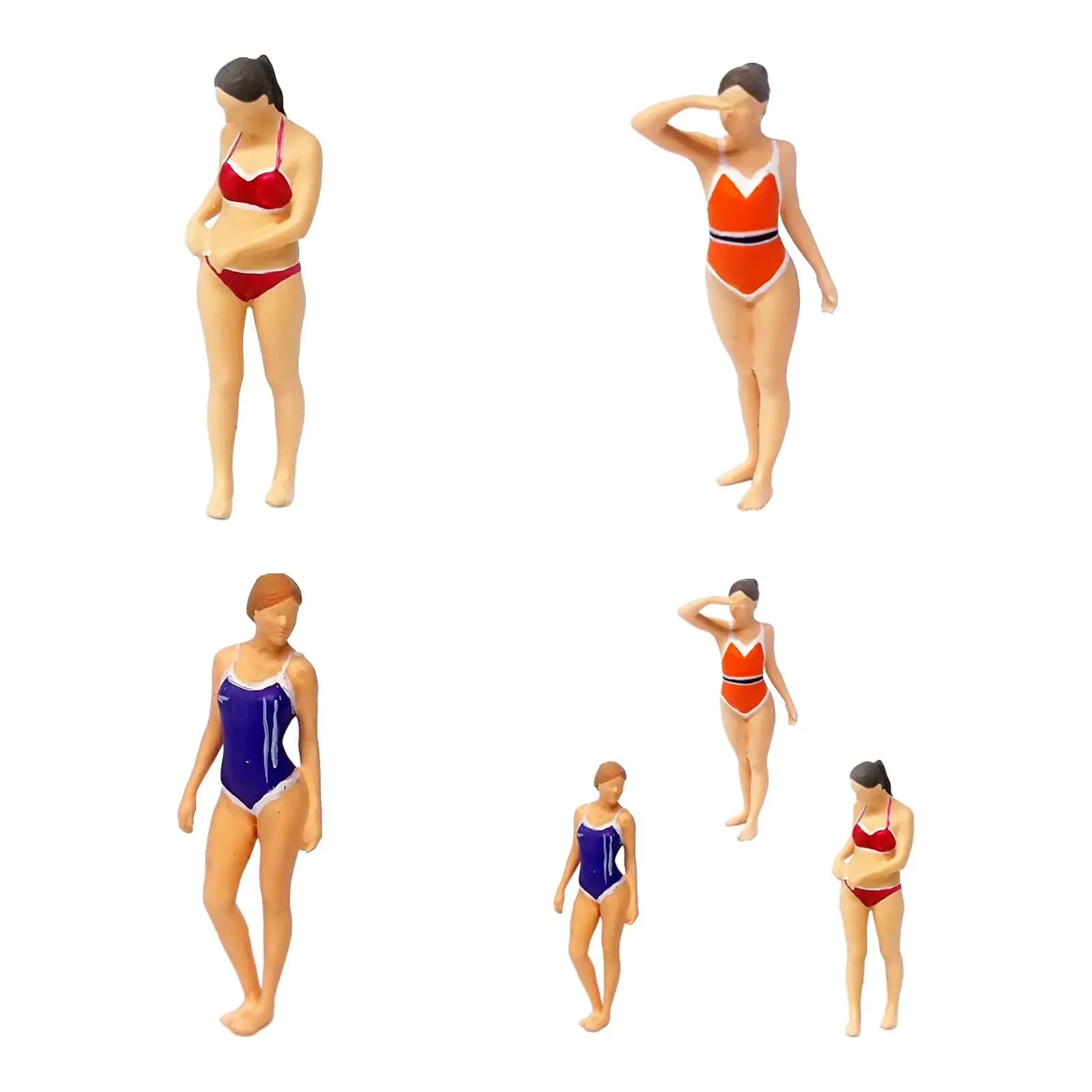 1/64 Girl Figures Beach, Swimsuit Woman Model, Realistic Miniature Model, Trains