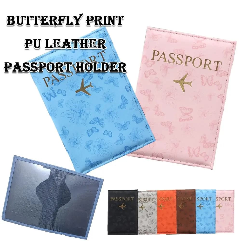 New Butterfly Print Passport Holder PU Leather Waterproof Passport Cover Multi-function Credit Card Case for Women/Men