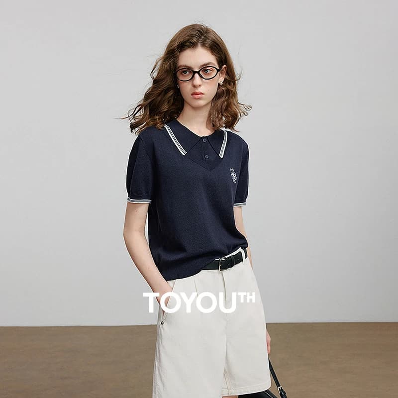 TOYOUTH Maglieria da donna 2025 Nuovi top pullover a maniche corte estivi 8523067