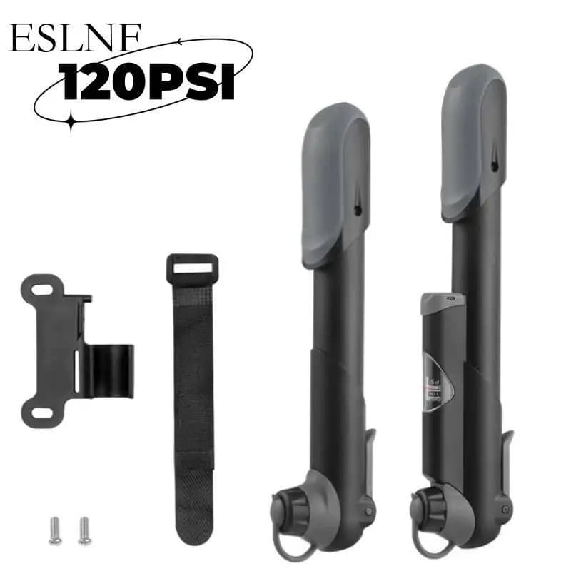 Pompa per Bicicletta Mini ESLNF 120 PSI con Adattatore e Manometro per Mountain Bike