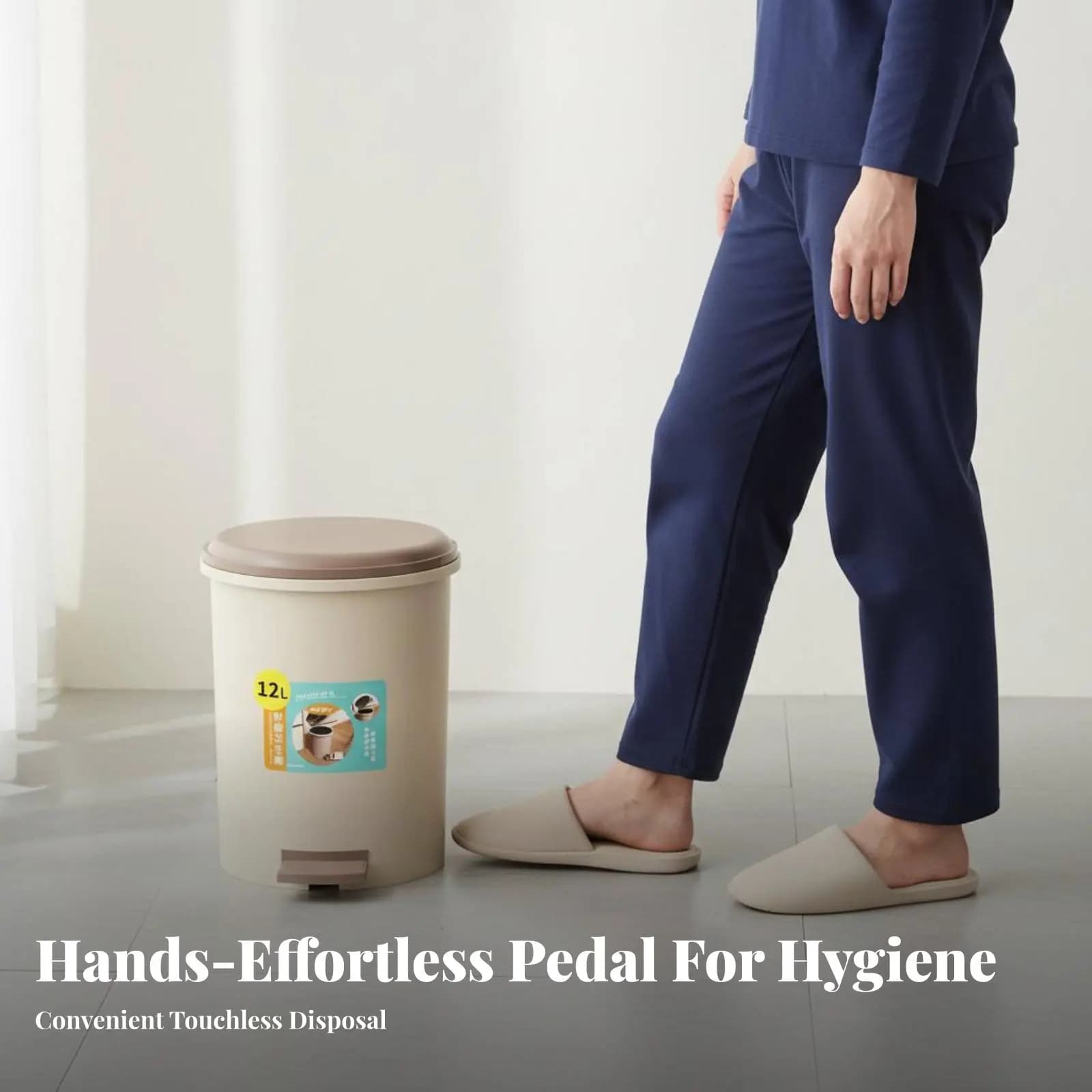 Cestino per Rifiuti con Pedale, Funzione Igienica, Pattumiera a Pedale, Cestino per Spazzatura con Coperchio in Materiale Rinforzato