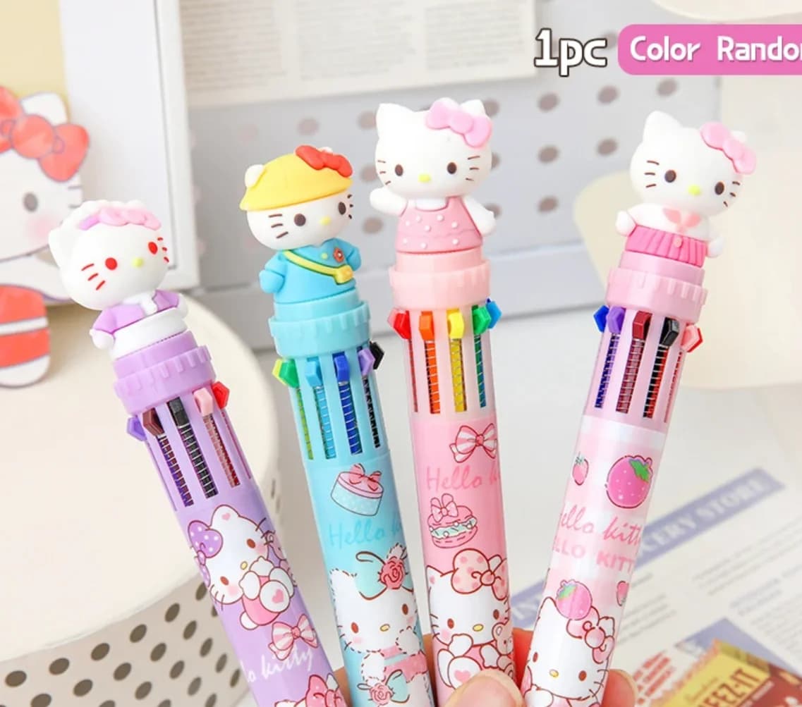1 pz Hello Kitty Penna A Sfera Sanrio 10 Colori Penne Gel Materiale Scolastico Cartoon Presse Penna di Scrittura Studente di Cancelleria Per Bambini regalo