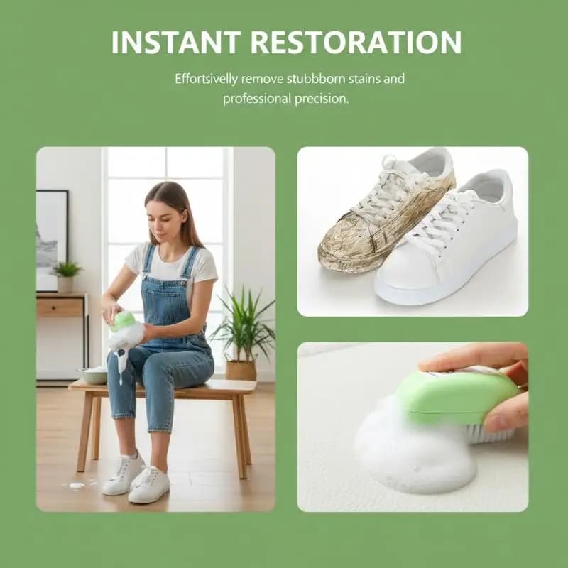 ZLinKJ Jue Fish Detergente per Scarpe Bianche, Rimuove Macchie e Ingiallimenti, Non Danneggia la Tomaia, Detergente Portatile per Scarpe Bianche con Spazzola