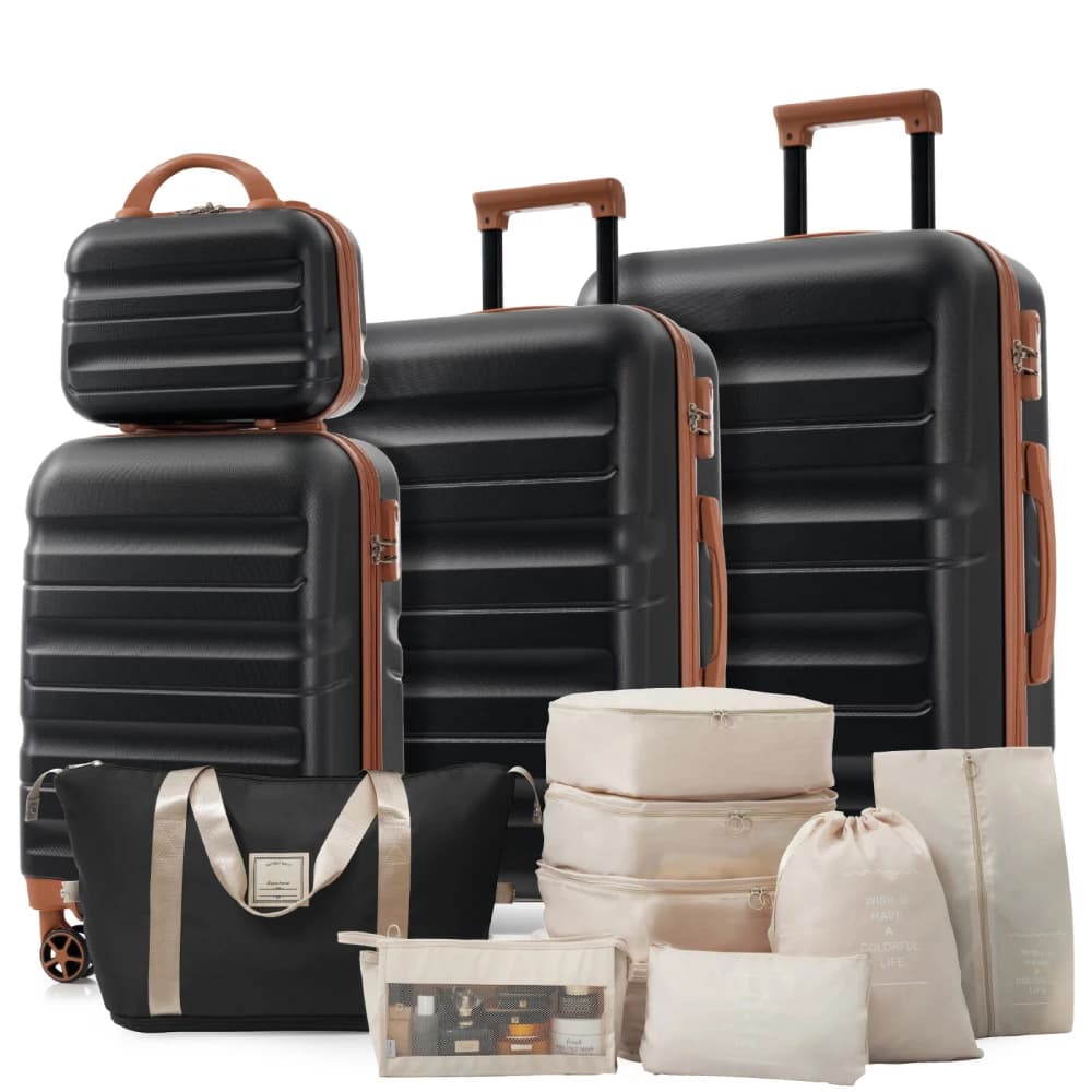 Set Valigie Rigide in ABS - Valigie Leggere e Resistenti con Doppie Ruote Girevoli, Misure Bagaglio a Mano e da Stiva per Viaggi e Affari