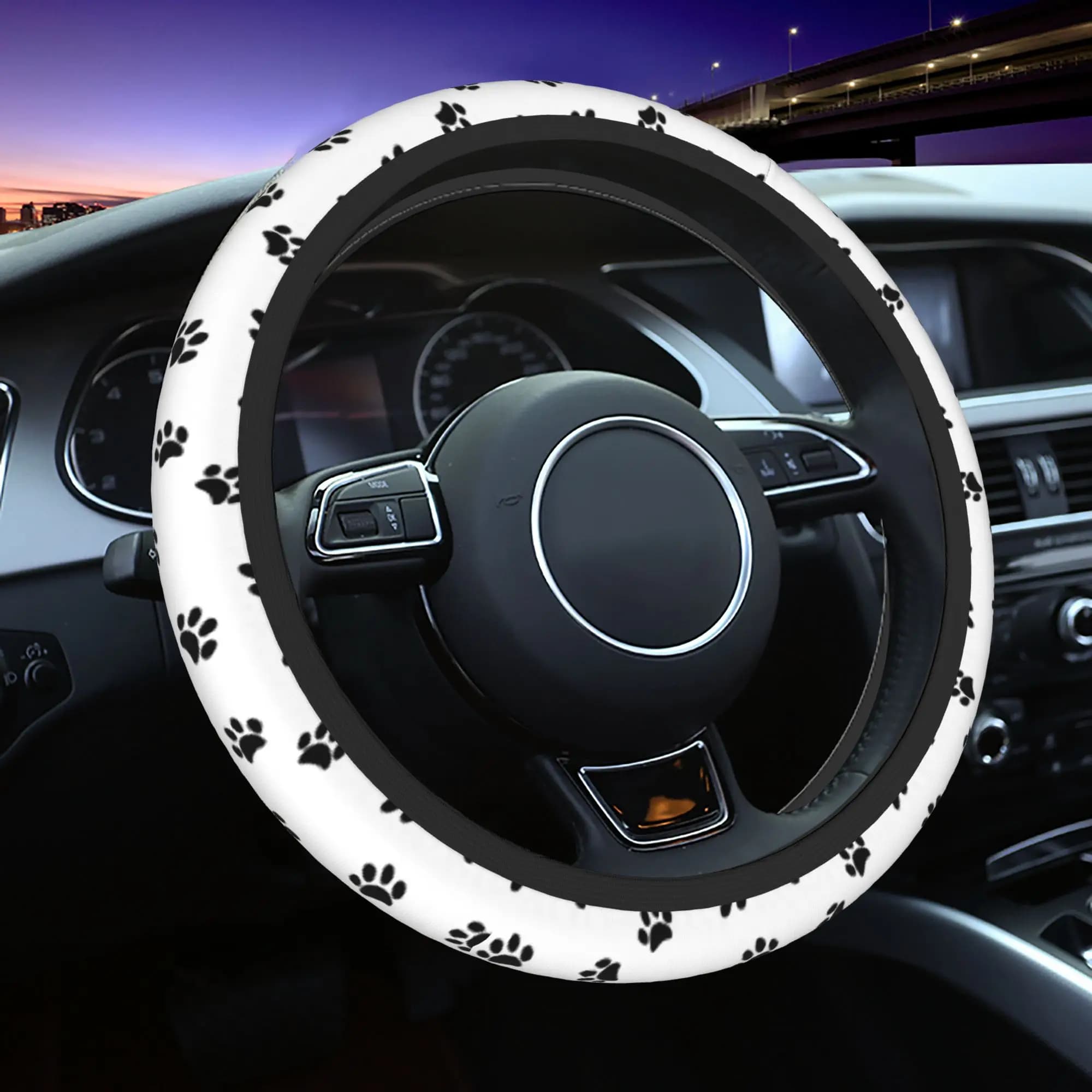 Coprivolante per Auto Black Paw 37-38, Antiscivolo, Protezione per Volante, Accessorio Auto