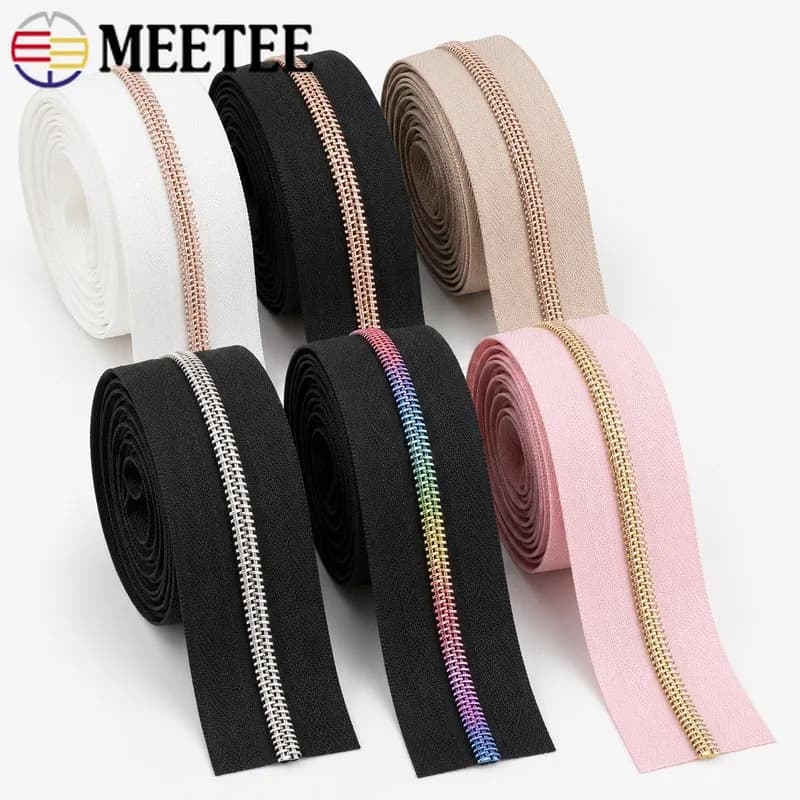4M 3#5# Nylon Coil Zipper Tape Plastic Teeth by The Meter for Bags Clothes Jackets Sewing Repair Replacement Craft Accessories